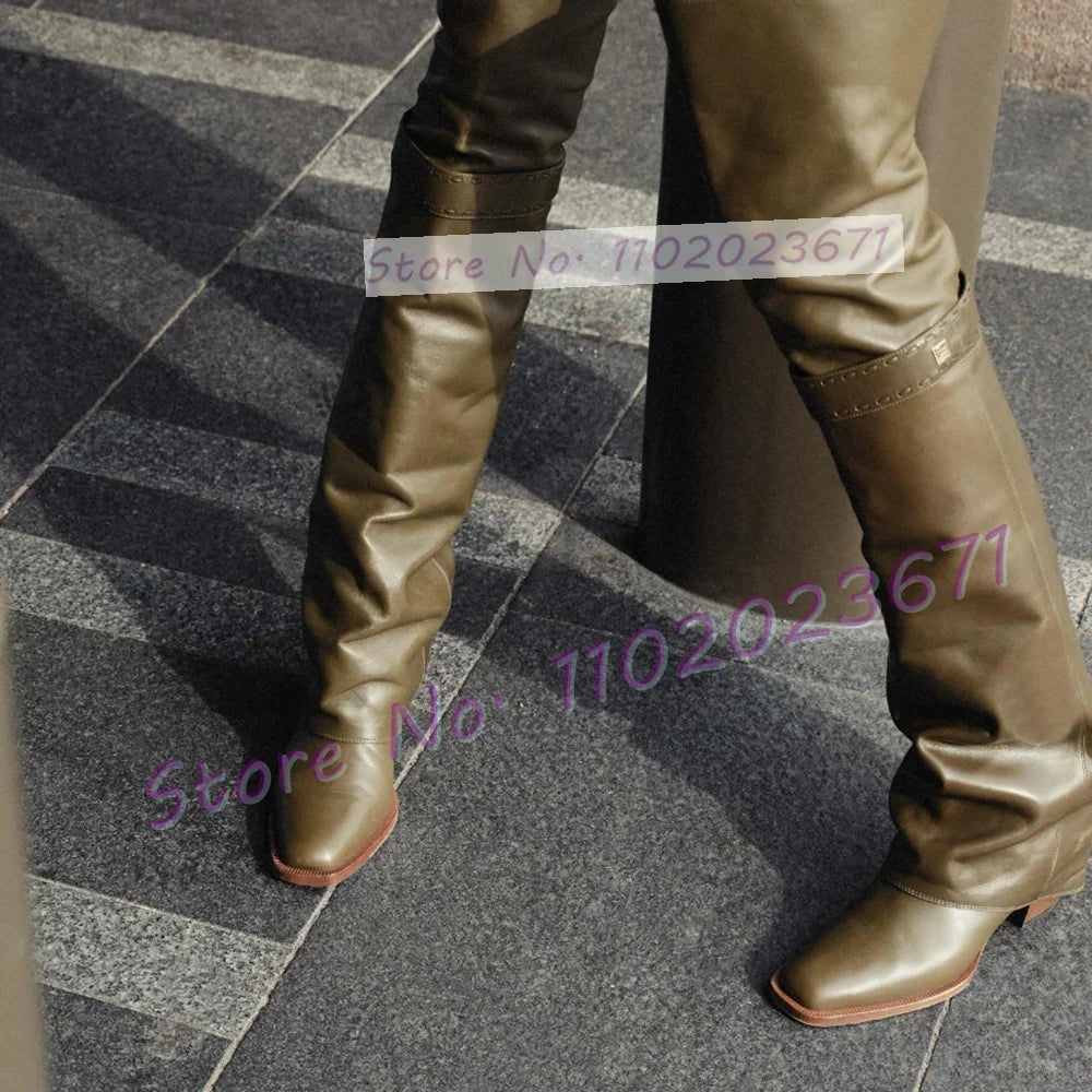 Chic Olive Green Slouchy Over-the-Knee Boots