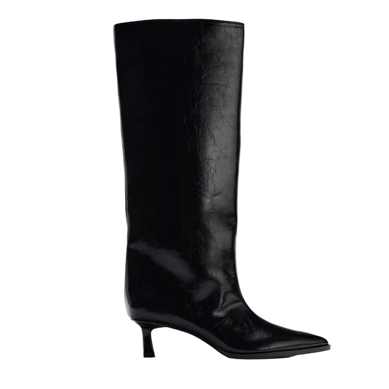 Slouchy Pointed Toe Knee-High Boots