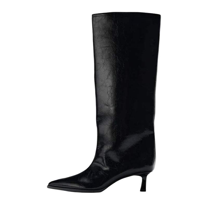 Slouchy Pointed Toe Knee-High Boots