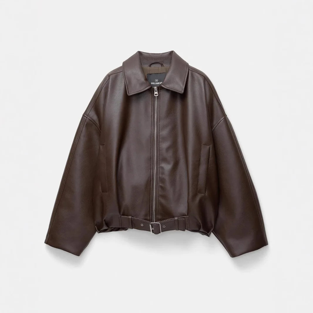 Luxe Haven Oversized Vegan Leather Jacket