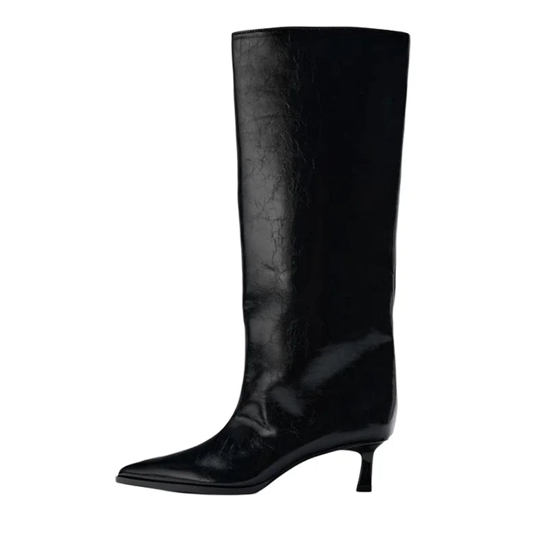 Black Sleek High-Heel Knee Boots