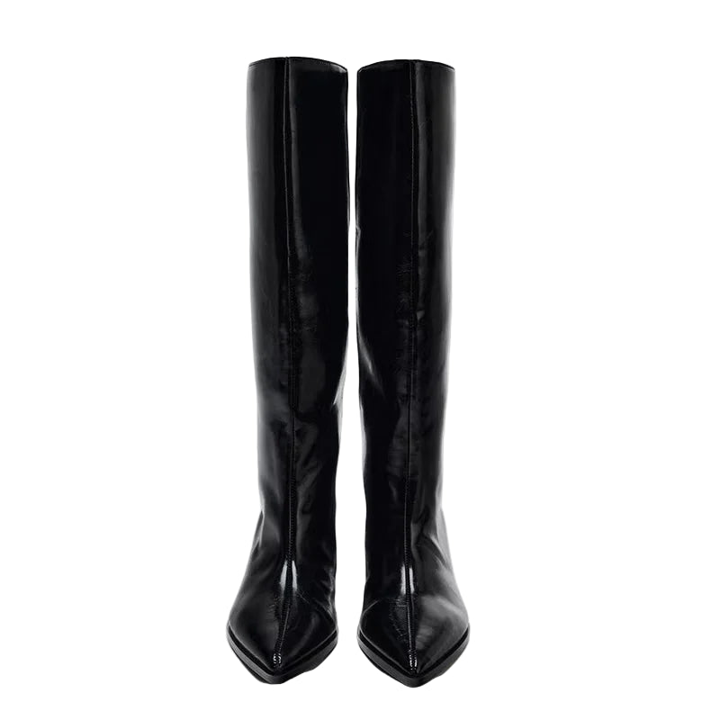 Black Sleek High-Heel Knee Boots
