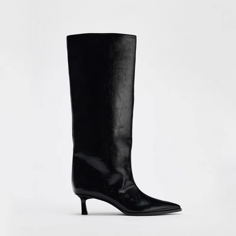 Black Sleek High-Heel Knee Boots