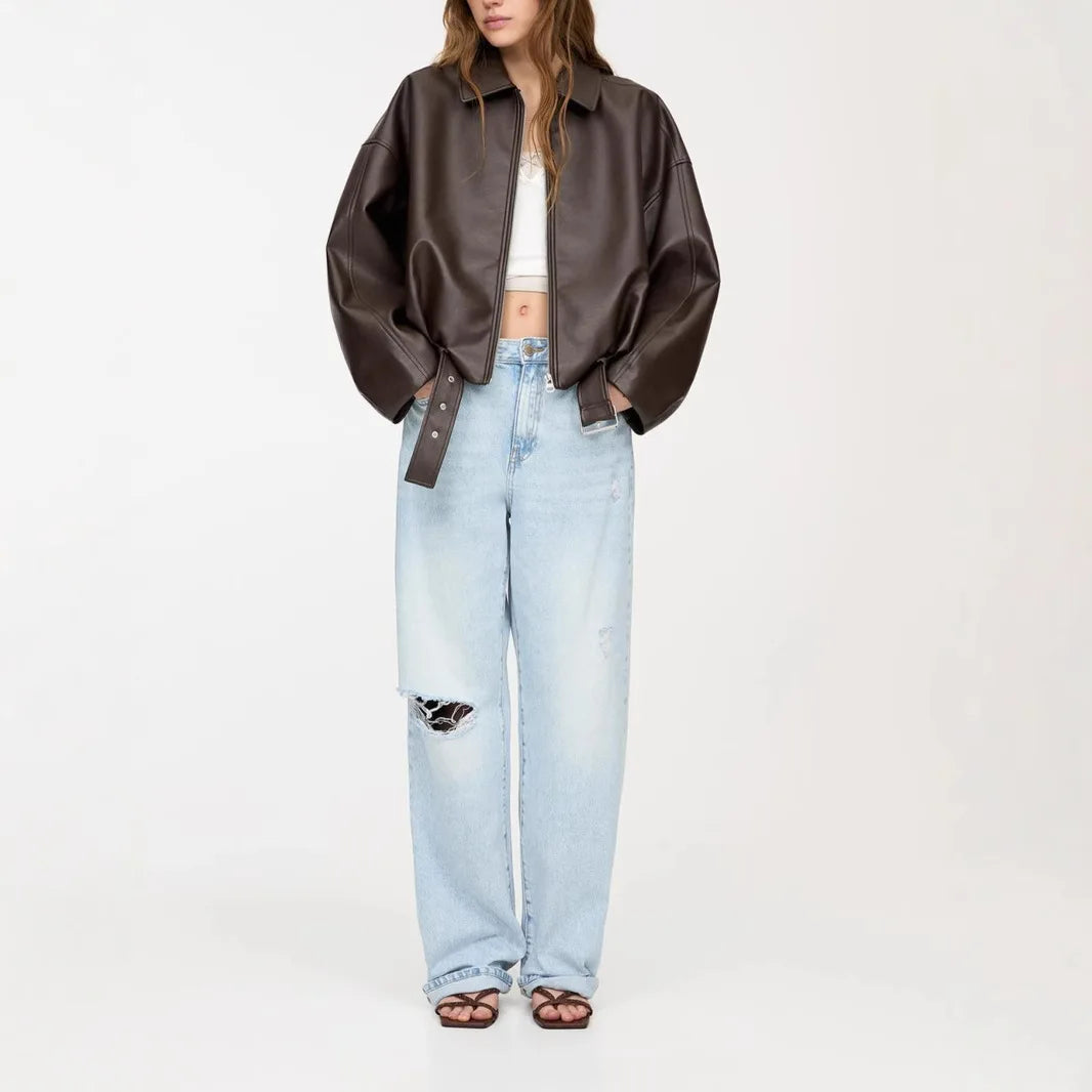 Luxe Haven Oversized Vegan Leather Jacket