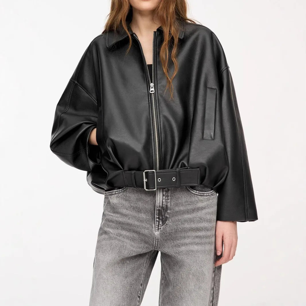Luxe Haven Oversized Vegan Leather Jacket