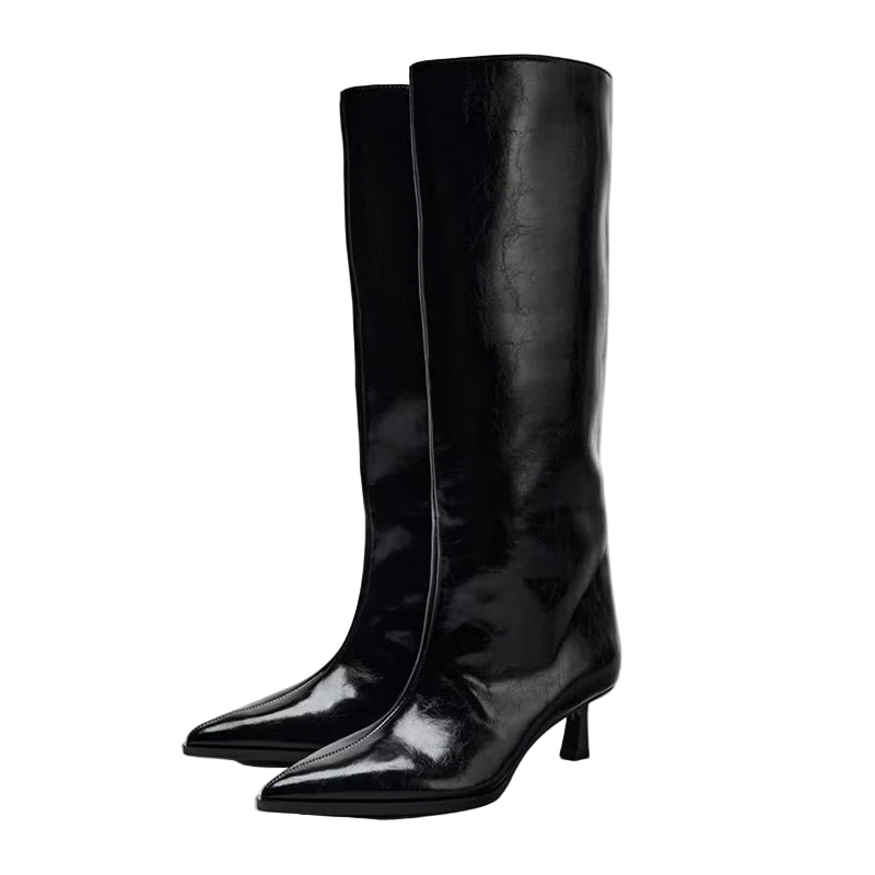 Slouchy Pointed Toe Knee-High Boots