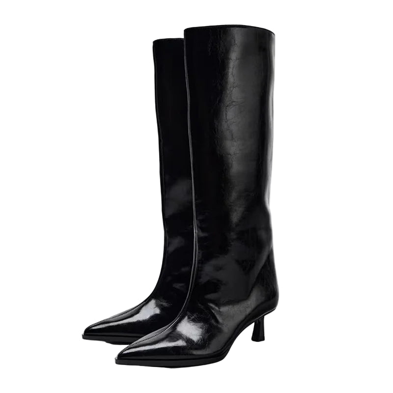 Black Sleek High-Heel Knee Boots