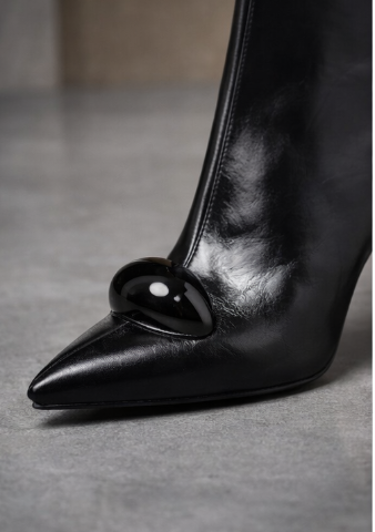 Wine Red Stiletto Ankle Boots with Golden Sphere Detail