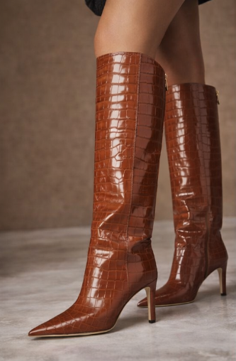 Luxe Croc Knee-High Boots
