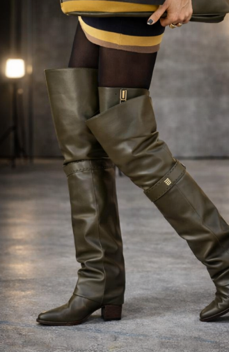 Chic Olive Green Slouchy Over-the-Knee Boots