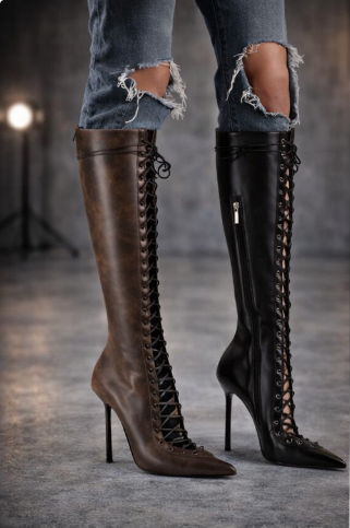 Scarlet Dominion Lace-Up Knee-High Boots