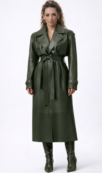 Leather Women Long Coat