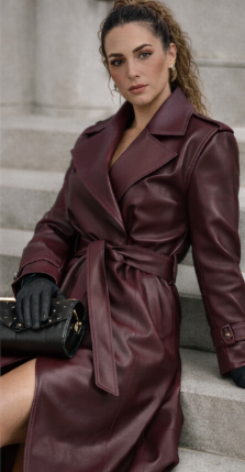 Leather Women Long Coat
