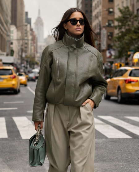 Distressed-Effect Vegan Leather Jacket