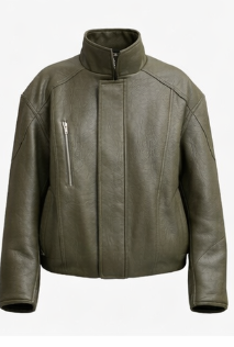 Distressed-Effect Vegan Leather Jacket