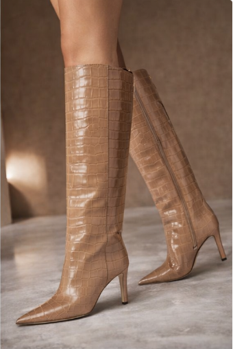 Luxe Croc Knee-High Boots