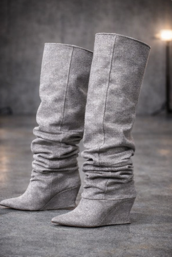 Dramatic Mix  Ruched Slouch Boots