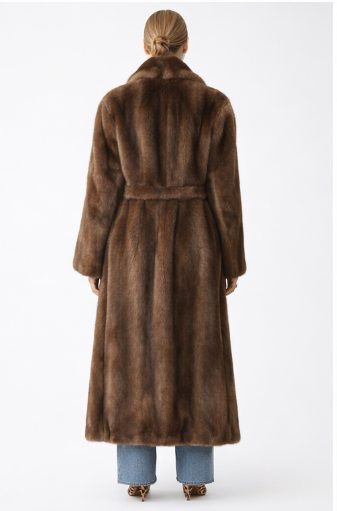 Long Luxury Faux Fur Coat in Chocolate Brown
