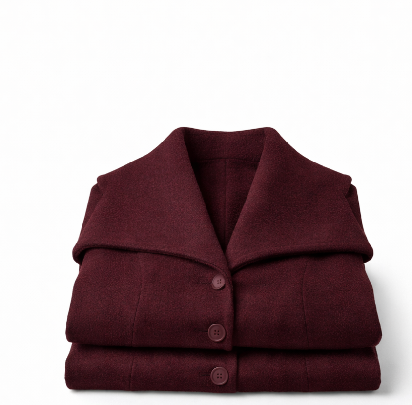 Elegant Wine Color  Long Coat