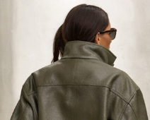 Distressed-Effect Vegan Leather Jacket