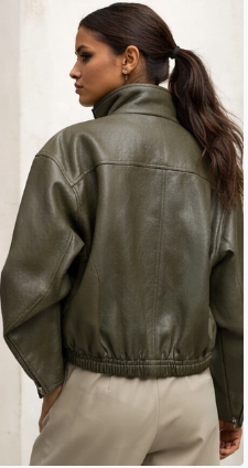 Distressed-Effect Vegan Leather Jacket